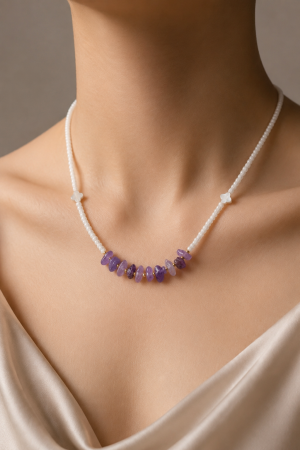 گردنبند LUNA VIOLET | آمتیست و صدف